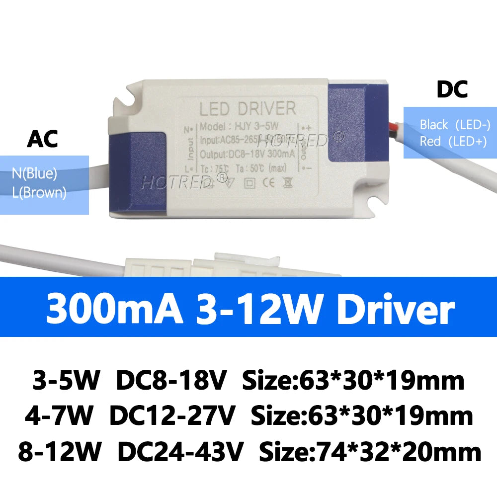 Constant Current LED Driver 3-5W 4-7W 8-12W 300mA 280mA AC 85-265V DC 8-43V Transformer