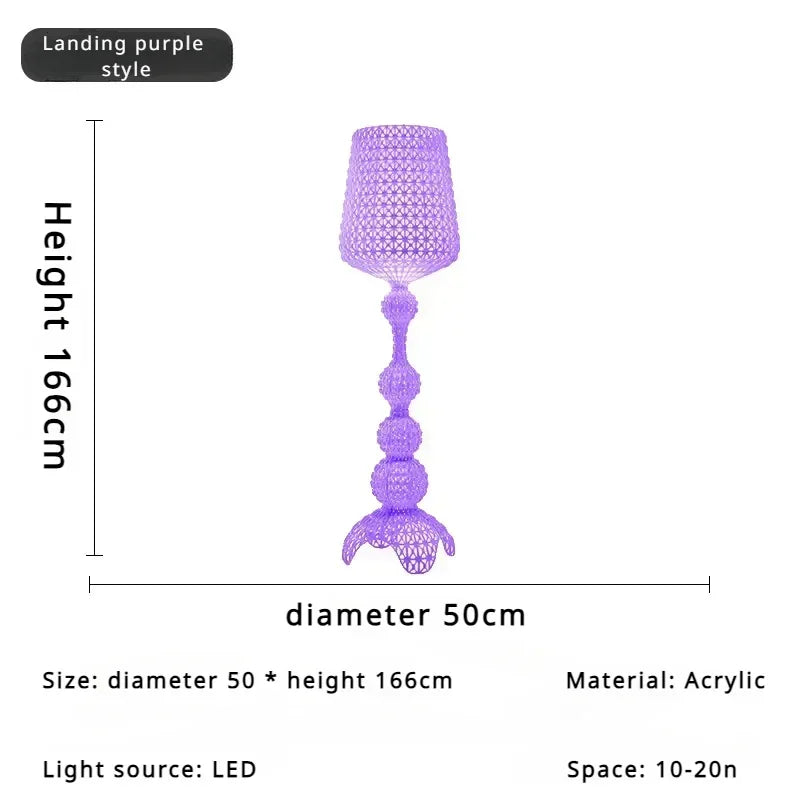 Italian Designer Hollowed Acrylic Floor Lamp E27 500x1650mm AC 110-240V White Black Blue