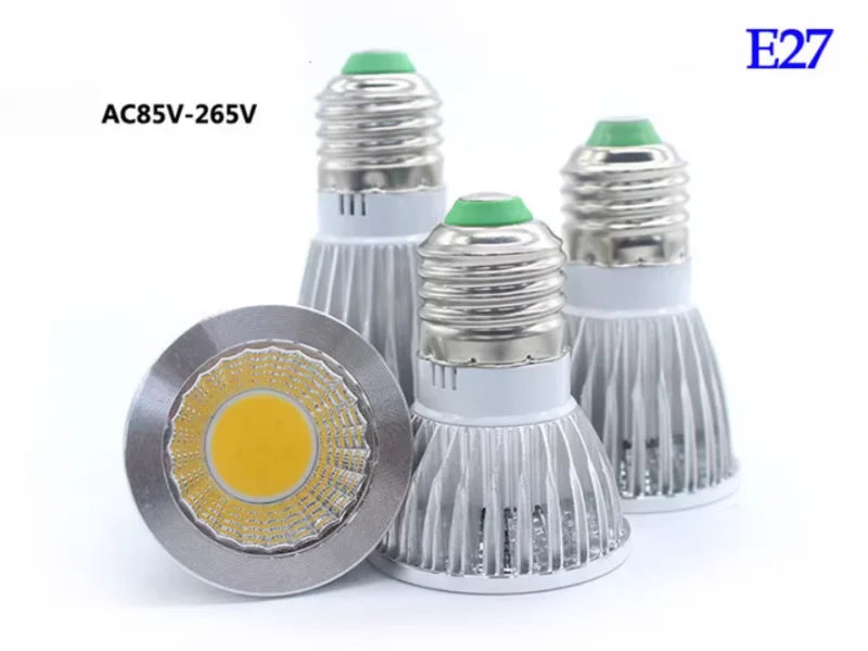 10-Pack COB LED Spotlight 5W 7W 9W GU10 MR16 E27 E14 CRI 85+ 90lm/W 60° AC 85-265V 3-Color