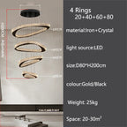 Modern Crystal LED Chandelier Stainless Steel Polished Cord Pendant Remote Control Dimmable AC 90-265V Villa Living Room Staircase