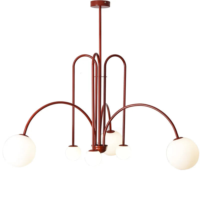 Nordic Minimalist G9 Pendant Chandelier Iron Frosted Glass Black Gold Red 90-260V