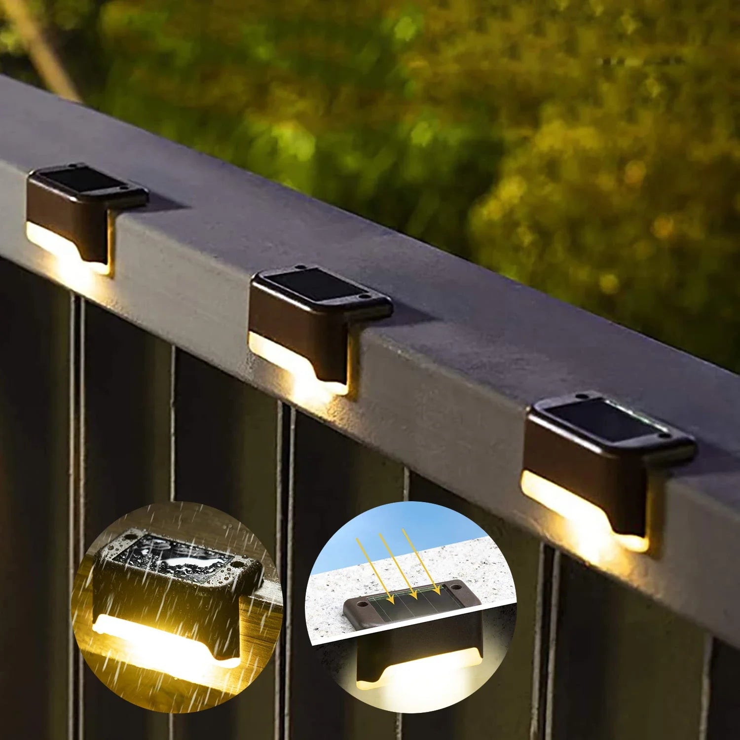 Solar LED Step Deck Lights Outdoor Waterproof IP66 Stair Garden Path Lamp