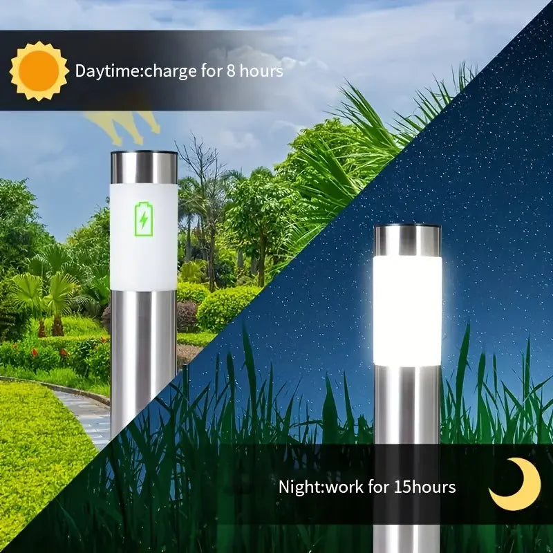 Solar LED Pathway Lawn Light IP65 Waterproof Stainless Steel ABS Polished Flush Mount Outdoor Garden Walkway Landscape