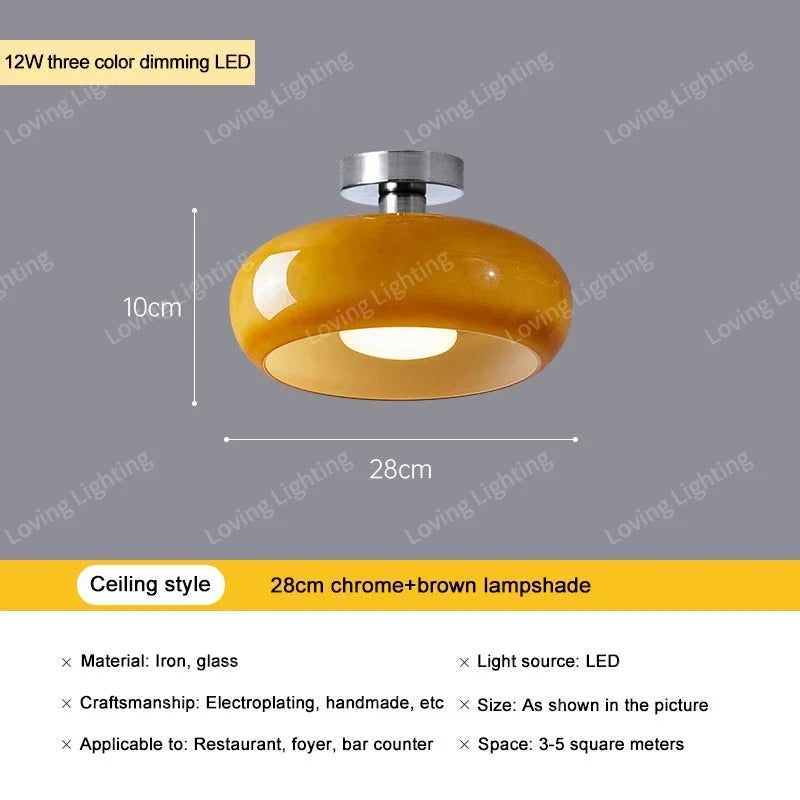 Vintage Glass LED Pendant Chandelier Gold Metal Single AC 90-260V Bedroom Dining Room
