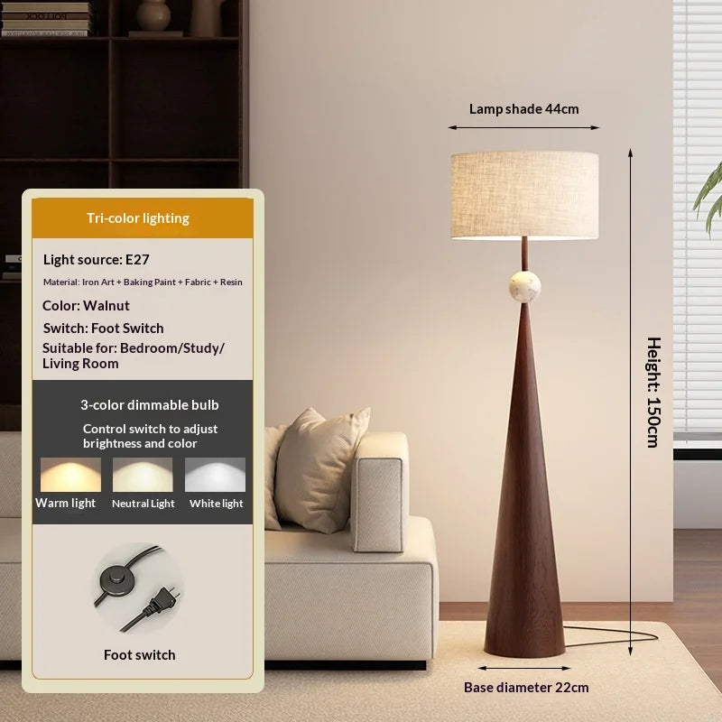 Zen Wabi Sabi Floor Lamp Japanese Chinese Iron Fabric Shade Dimmable AC 90-260V 16-20W