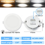 3-CCT LED Recessed Downlight 3000K 4000K 6500K Dial Switch AC 110-240V 1-10 Pack