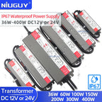 IP67 Ultra-Thin LED Power Supply DC 12V 24V 36W-400W AC 100-265V Flicker-Free EMI Filter