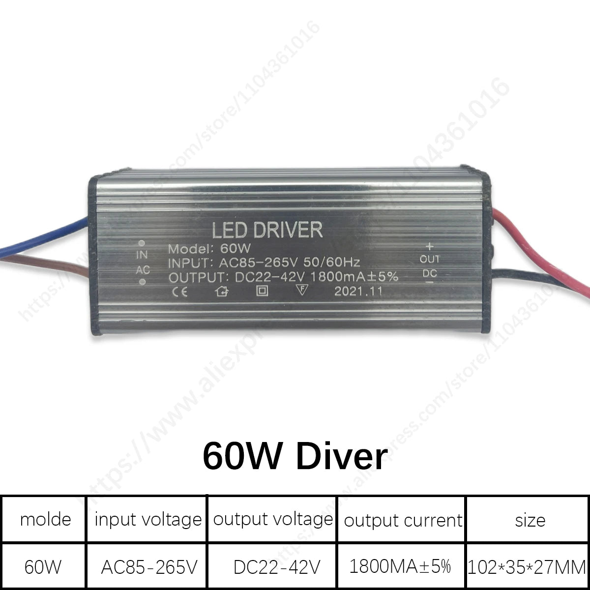 Constant Current LED Driver 30W 50W 60W 80W 100W AC 85-265V DC 24-42V Power Supply