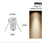 Mini 1W DC12V LED Recessed Spotlight 24° D20mm 15-18mm Cutout 100lm Brushed Nickel Silver