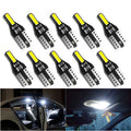 T10 W5W 194 LED Bulb 2-SMD7020 100lm DC 12-14V Car Interior Dome Map License Plate 10-Pack