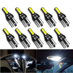 T10 W5W 194 LED Bulb 2-SMD7020 100lm DC 12-14V Car Interior Dome Map License Plate 10-Pack