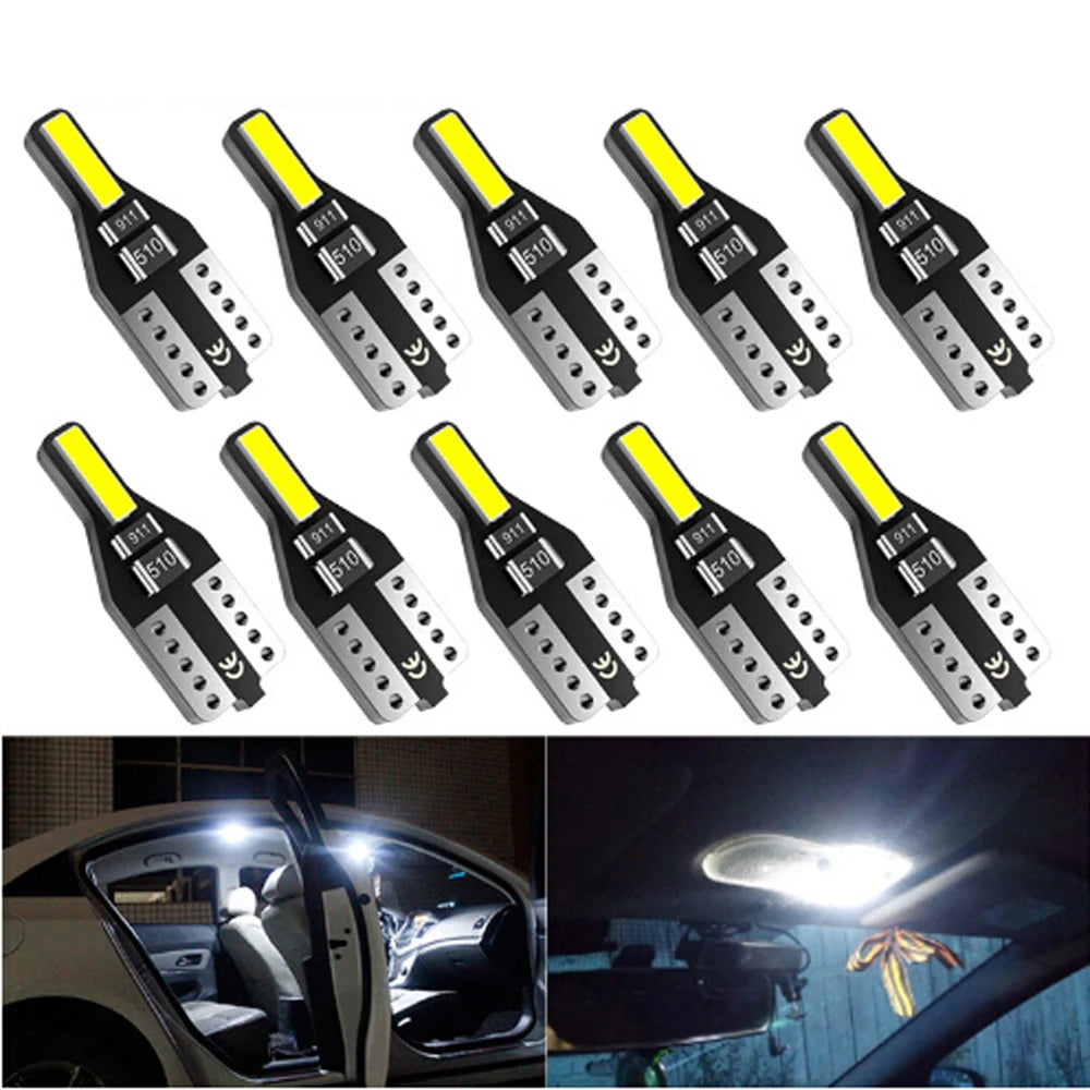 T10 W5W 194 LED Bulb 2-SMD7020 100lm DC 12-14V Car Interior Dome Map License Plate 10-Pack