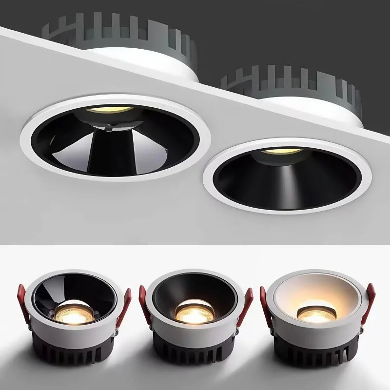 Ultra-Thin Anti-Glare COB LED Spotlight 5W-30W CRI 95+ 100-120lm/W 24° 38° Dimmable AC 85-265V