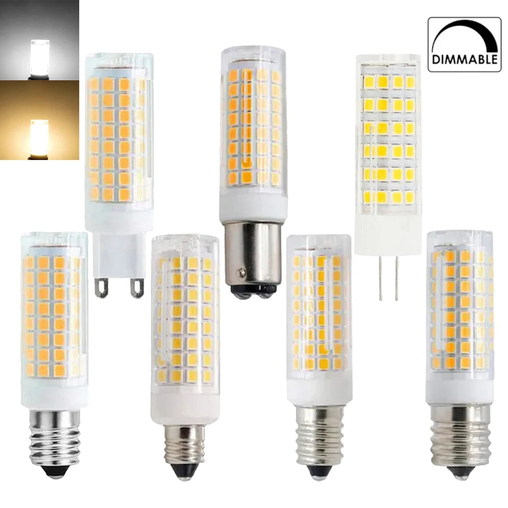 9W Dimmable LED Corn Bulb 102 SMD2835 850lm CRI 80+ 360° AC 110-220V G9 E12 E17 BA15D