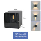 IP65 LED Wall Lamp 6W 12W Aluminum Clear Glass Up and Down AC 90-260V Indoor Outdoor Waterproof Black White Gray