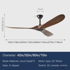 Nordic Industrial Ceiling Fan with LED Light DC Motor 42 52 60 70 Inch Remote Control