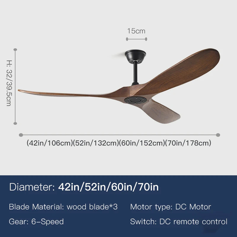 Nordic Industrial Ceiling Fan with LED Light DC Motor 42 52 60 70 Inch Remote Control