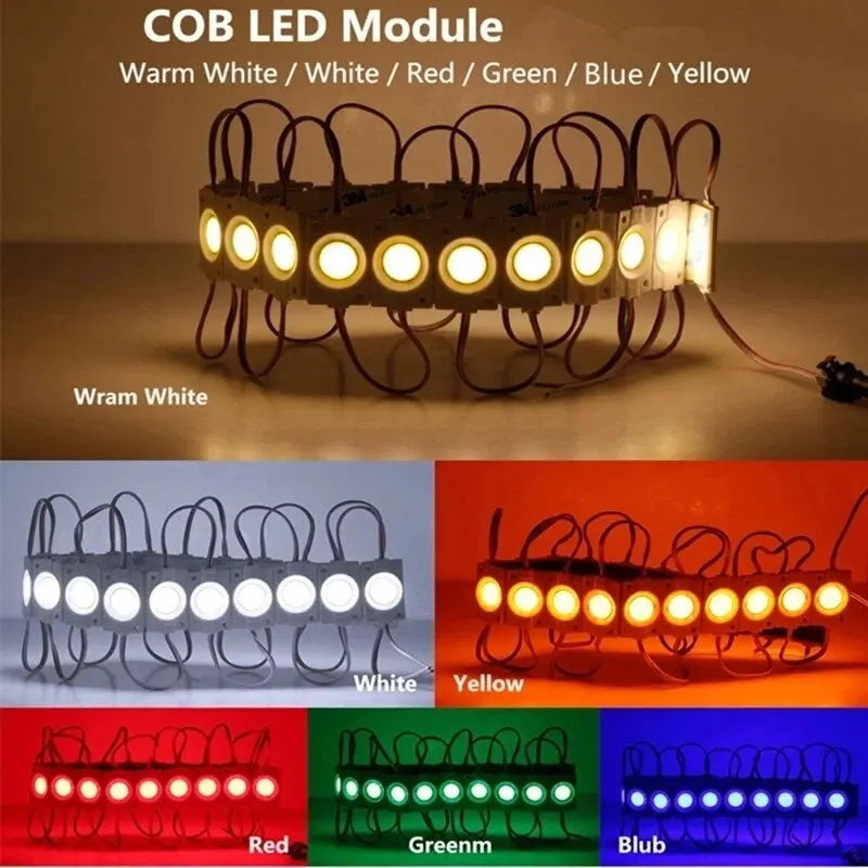 COB LED Module 12V IP65 Waterproof 2.4W Epistar Sign Backlight 10 Pack Multi-Color