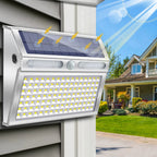 Solar LED Motion Sensor Security Light 112 LED Stainless Steel IP65 4 Modes 2200mAh 120 Degree 5 to 8 Meter Range Outdoor Wall Fence