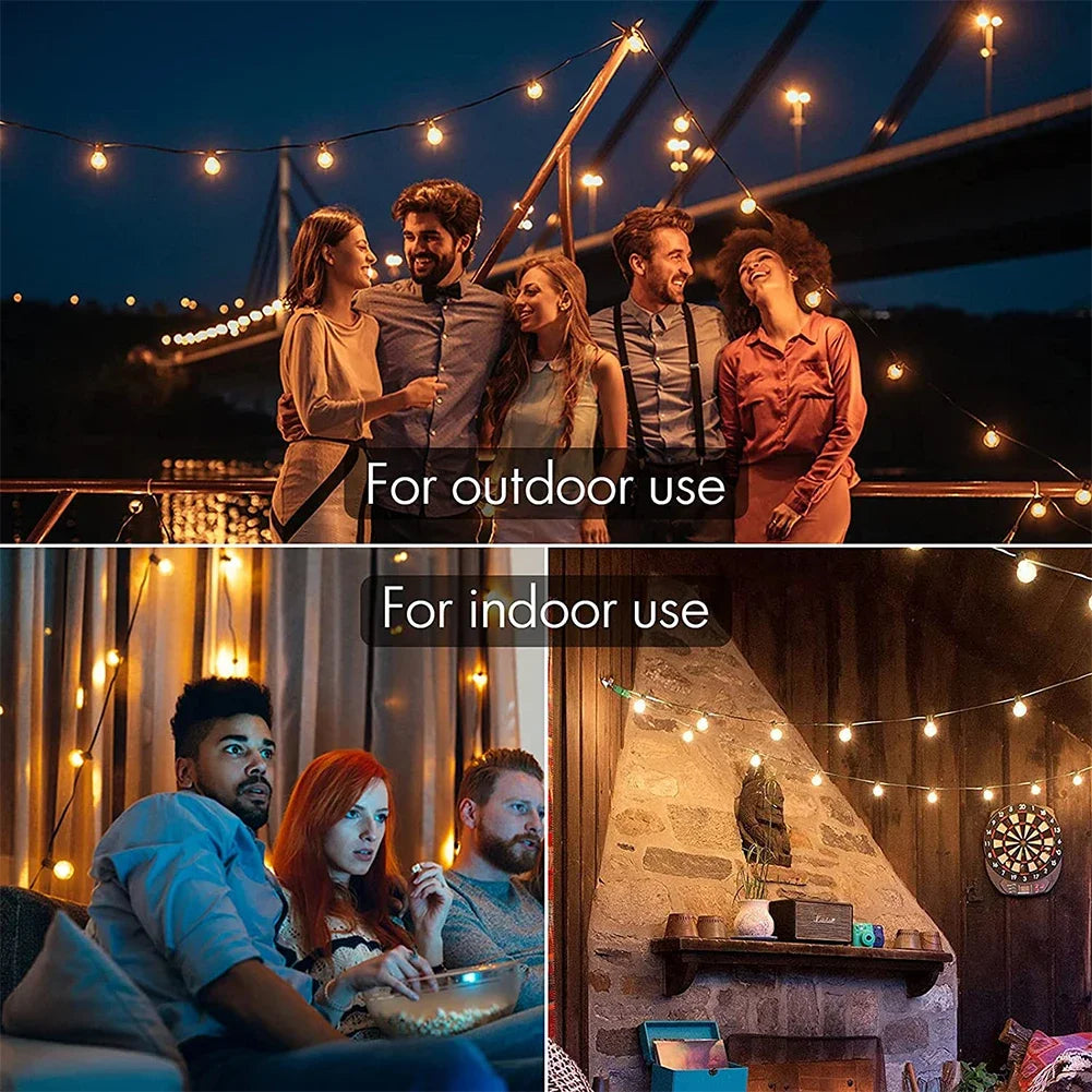 USB G40 LED String Light 1W 180lm/Bulb IP44 Warm White 25ft 50ft 100ft Patio Wedding