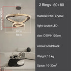 Modern Crystal LED Chandelier Stainless Steel Polished Cord Pendant Remote Control Dimmable AC 90-265V Villa Living Room Staircase