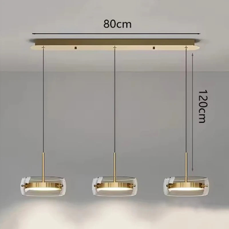 Modern Multi-Head Glass Pendant Light 1 3 4 Heads 5-60W Ironware Dimmable AC 90-265V