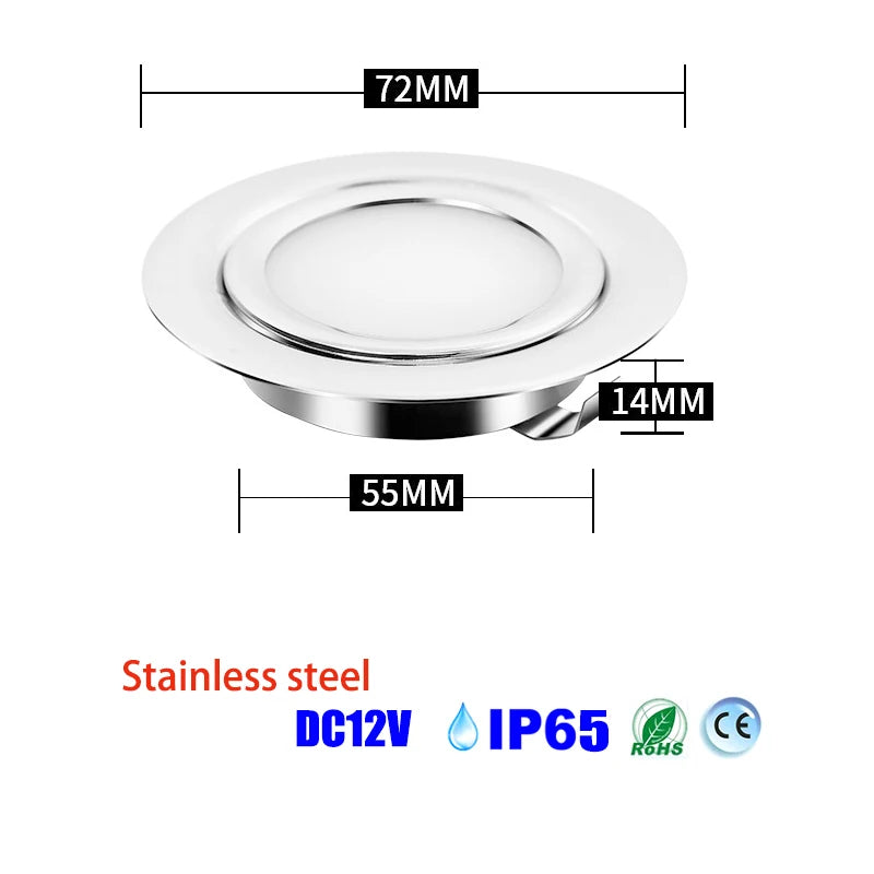 Slim IP65 12V LED Recessed Spotlight Cabinet Light