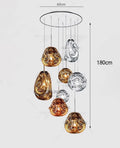 Modern Glass Iron Pendant Chandelier 3-21 Heads Round Linear Black Silver Gold AC 90-265V