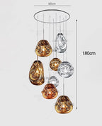 Modern Glass Iron Pendant Chandelier 3-21 Heads Round Linear Black Silver Gold AC 90-265V