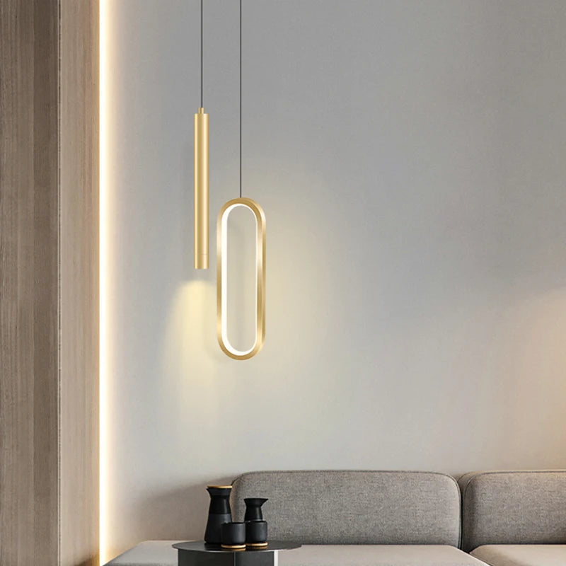 Nordic LED Pendant Light E26 E27 11W 3-Color Switchable Iron Acrylic Black Gold 90-260V