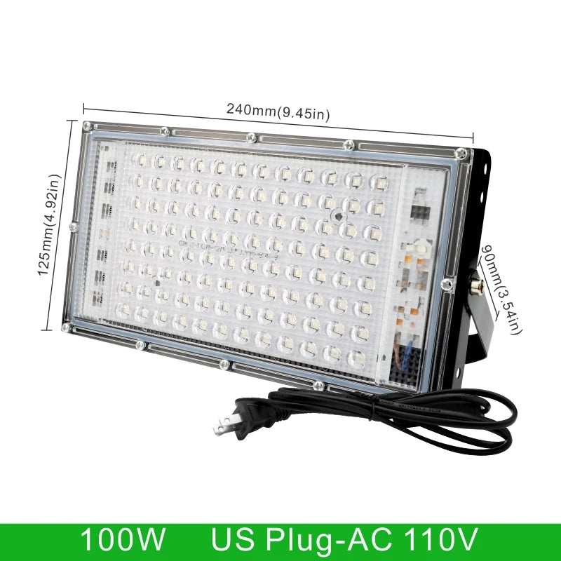 50W 100W UV LED Flood Light 395-400nm IP65 AC 110-220V US EU Plug Party Stage Blacklight