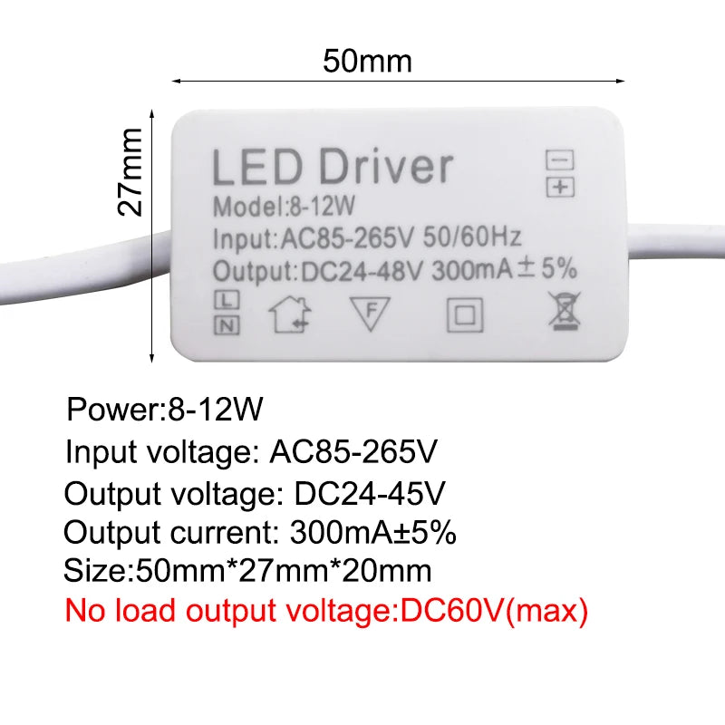 Constant Current LED Driver 300mA 350mA 1-3W to 25-36W AC 85-265V OVP Overload Protection
