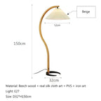 Nordic Solid Wood Pleated Fabric LED Floor Lamp E26 Dimmable Remote Control AC 90-260V D32 x H150cm Living Room Bedroom Study