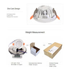 Dimmable IP65 Waterproof Die-Cast LED Downlight 5W 7W 9W 12W 15W Bathroom 85-265V