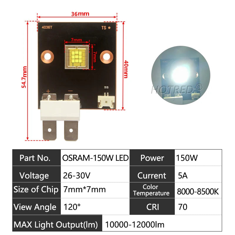 OSRAM High-Power LED Chip 40W 60W 80W 150W 200W 300W 400W Cold White 7000-9000K Copper