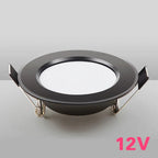 DC 12V IP65 LED Downlight 3W 5W 7W 9W 12W 15W Black Aluminum 3-Color Bathroom Outdoor