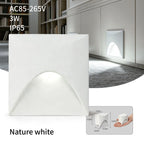 3W LED Recessed Step Light Square Round Black White AC 90-260V Anti-Glare Stair Wall