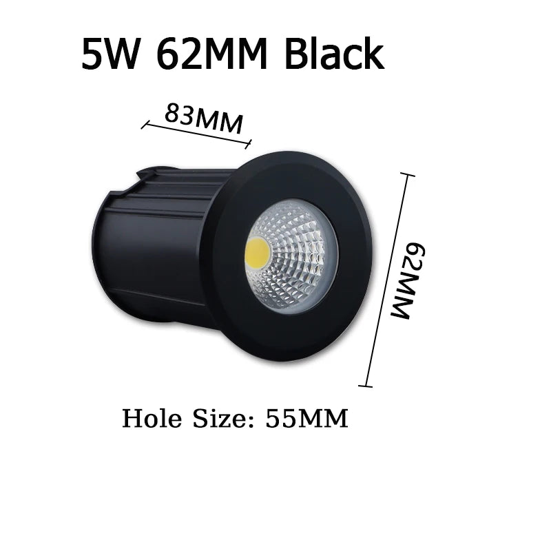 LED Underground Ground Light 1W 3W 5W COB IP67 AC 85-265V DC 12V 10 Pack 25cm Cable