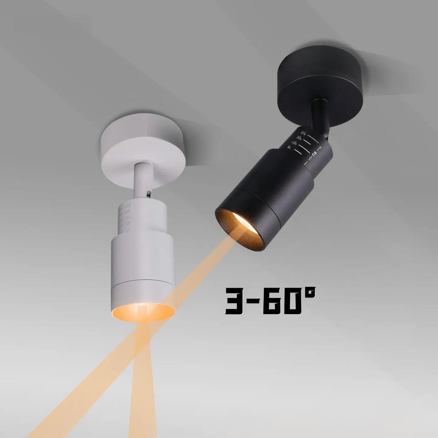 3°-60° Zoom LED Surface Mounted Spotlight Adjustable Beam Aluminum AC 90-260V 3-5m²