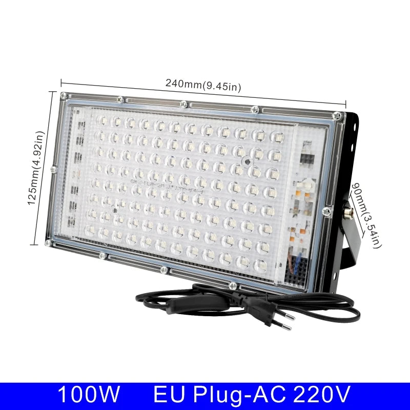UV LED Flood Light 50W 100W 395-400nm IP65 AC 110V Body Paint Party Stage Lamp