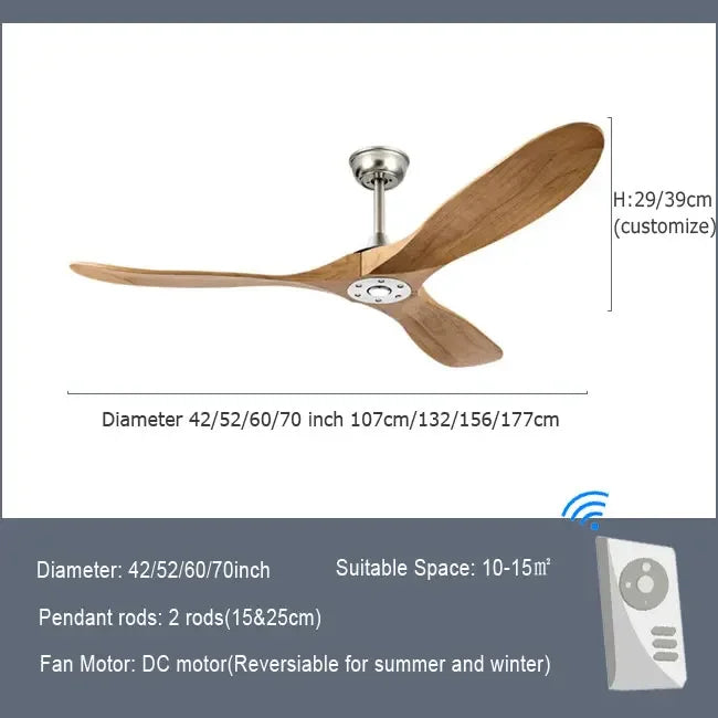 Modern Wooden Ceiling Fan Remote Control Light
