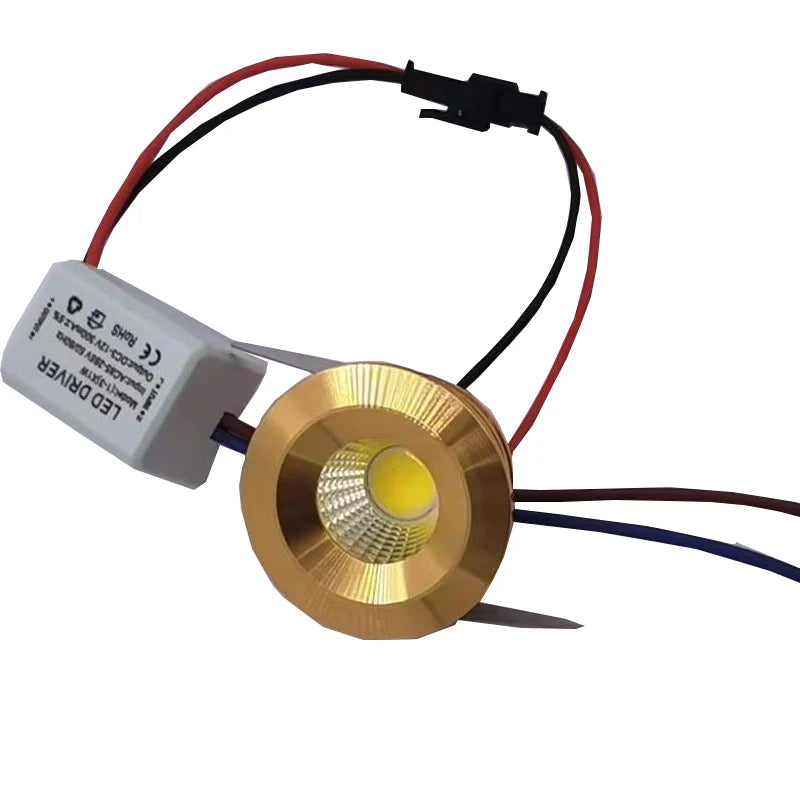 Dimmable Mini LED Recessed Downlight 1W 3W Polished Chrome Aluminum 35mm Cutout AC 85-265V Ceiling Spot Bedroom