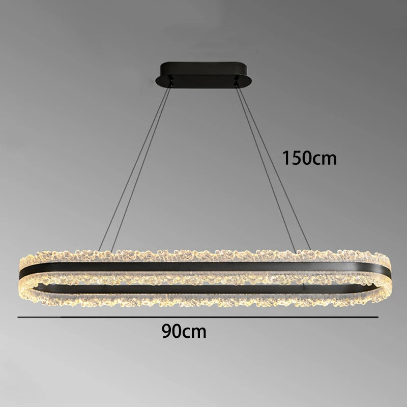 Modern Linear LED Strip Pendant Chandelier 90cm 110cm Ironware Acrylic Dimmable AC 90-240V