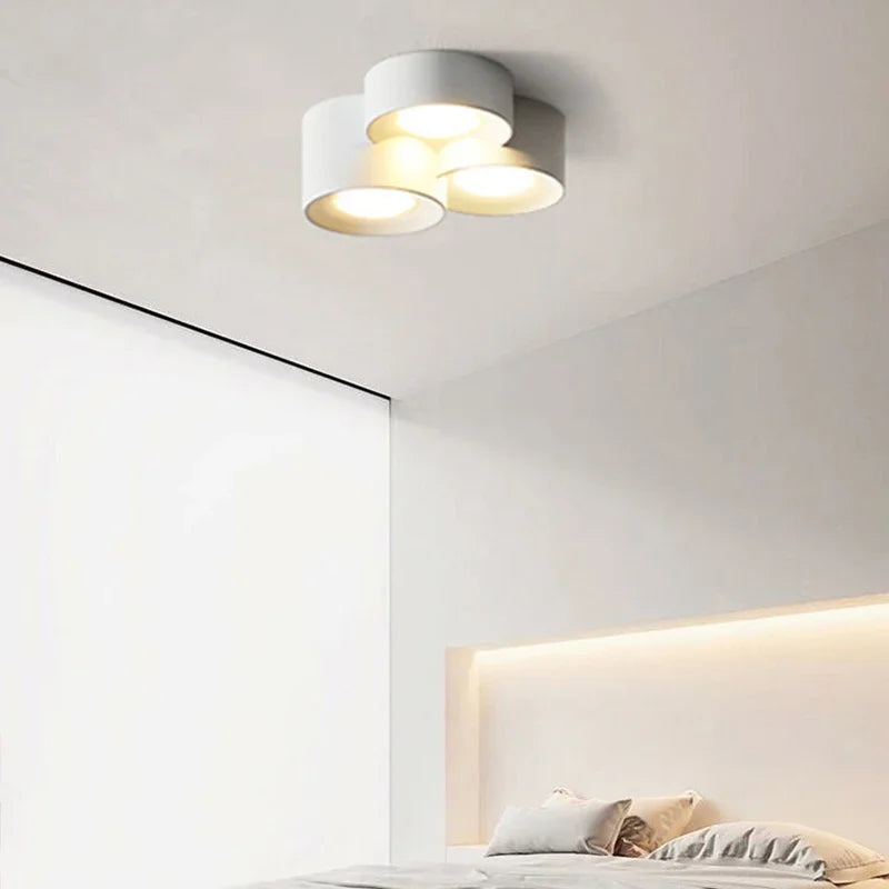 Modern LED Cylinder Surface Mounted Ceiling Spotlight 7W 14W 21W Single Double Triple Head Iron Acrylic AC 90-260V Bedroom Hallway White Black
