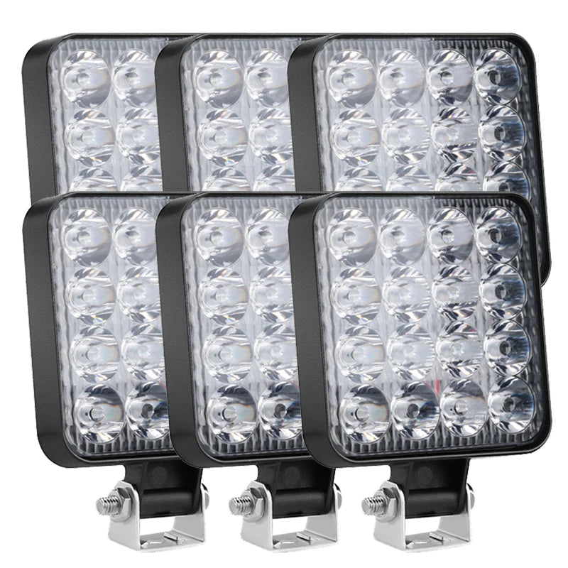 48W LED Work Light Bar Combo Beam 6500K IP65 DC 12-24V Stainless Bracket Offroad ATV Truck