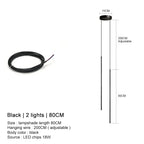Modern Linear LED Chandelier Pendant Light 3 Head Black Brushed Aluminum Adjustable Wire Dining Room Kitchen Island