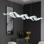 Modern Linear LED Pendant Chandelier 30-80W Gold Ironware Acrylic 4-Mode AC 90-265V