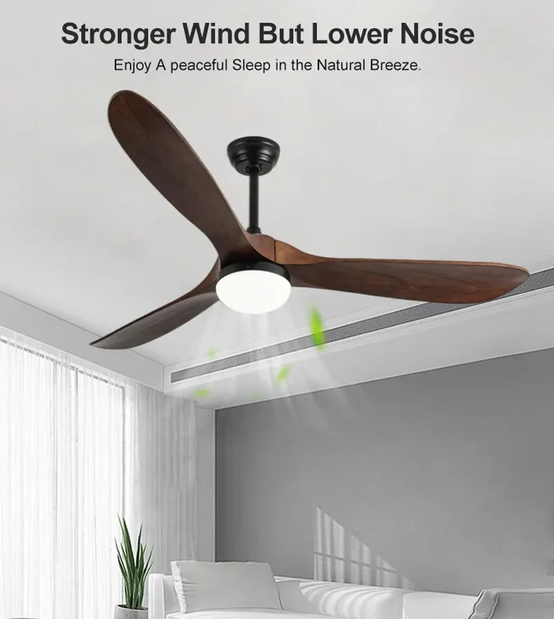 Modern Wooden Ceiling Fan Remote Control Light