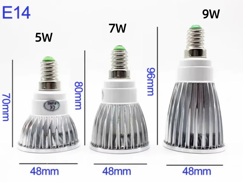 10-Pack COB LED Spotlight 5W 7W 9W GU10 MR16 E27 E14 CRI 85+ 90lm/W 60° AC 85-265V 3-Color