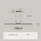 Nordic Long LED Pendant Light Iron 80cm 100cm 120cm 150cm Black White Kitchen Island 90-260V